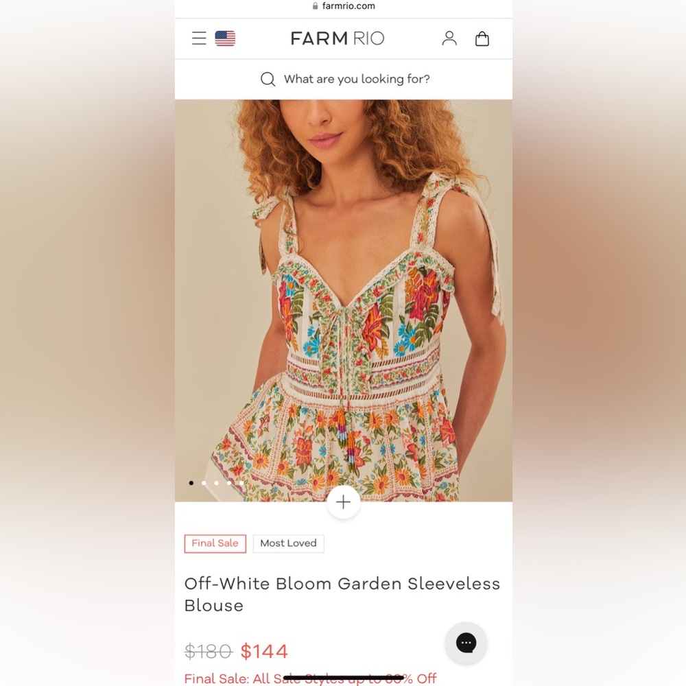 Farm rio floral tank - NWT - size XS